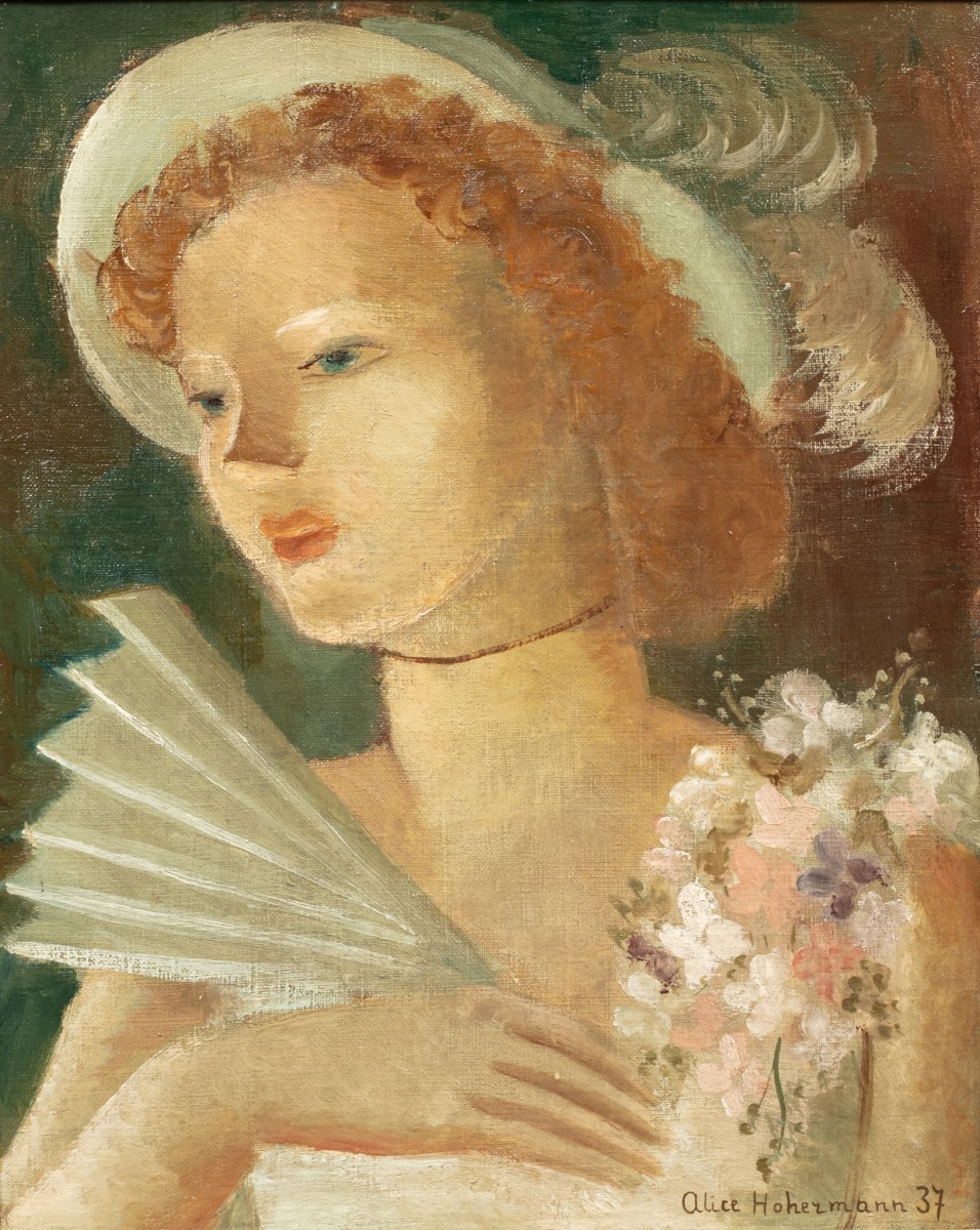 Jeune élégante à l'éventail